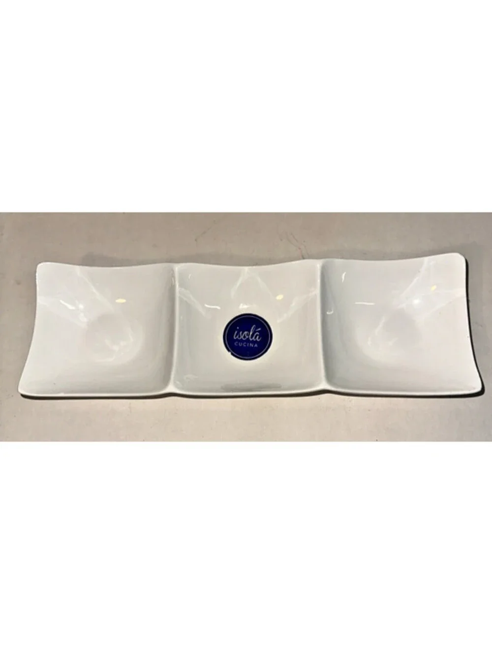 Vintage Isola’ Cucina Divided Serving Dish Relish Tray White Party piece Unused
